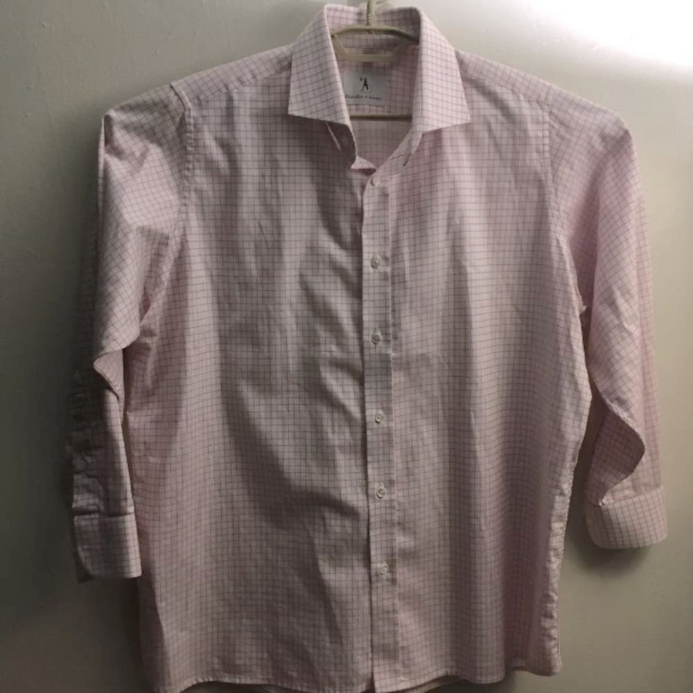 Bindle And Keep Mens Button Front Shirt No Size Tag White Pink
